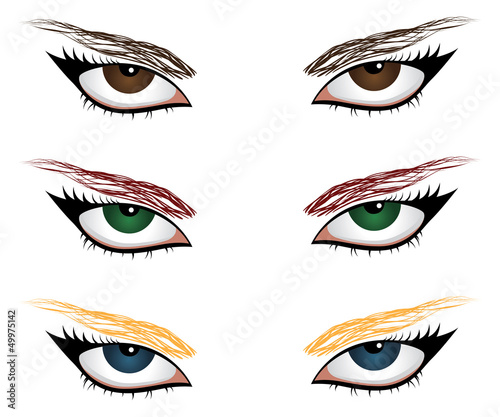 Set of woman eyes