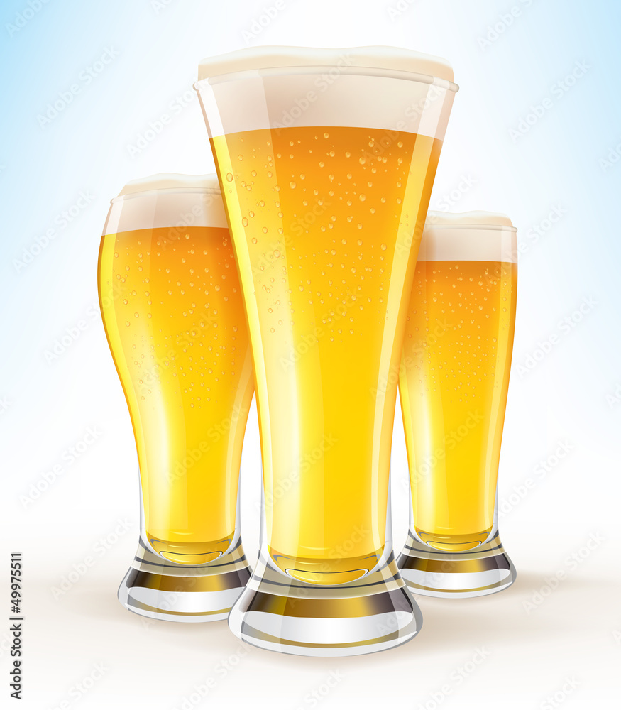 Realistic Vector Glasses of Beer close-up EPS10 Realistic Vector Glasses of Beer close-up EPS10