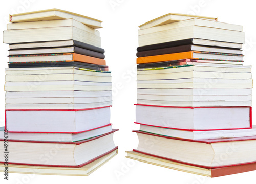 Isolates of several books stacked neatly from big to small
