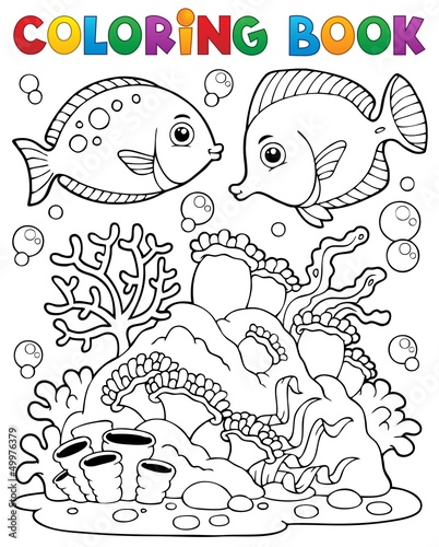 Coloring book coral reef theme 1