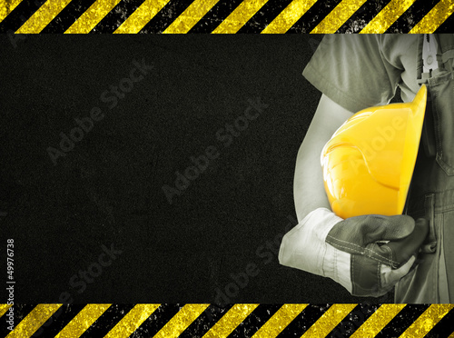Worker and dark texture in background