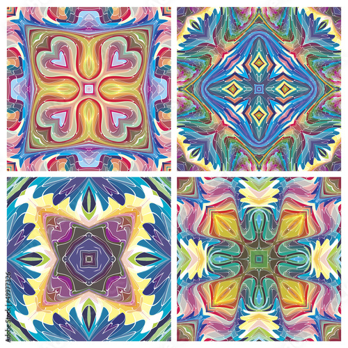 American tribal art, stained glass like, seamless