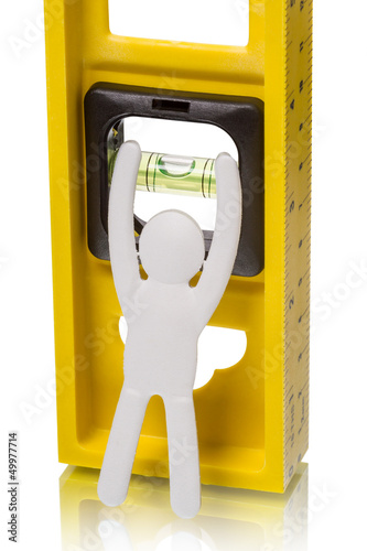Spirit level and paper manikins