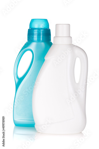Plastic bottles of cleaning products