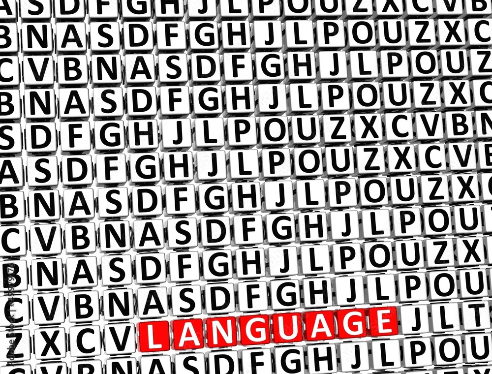 3D Word Language inside different letters blocks 3D Word Language inside different letters blocks