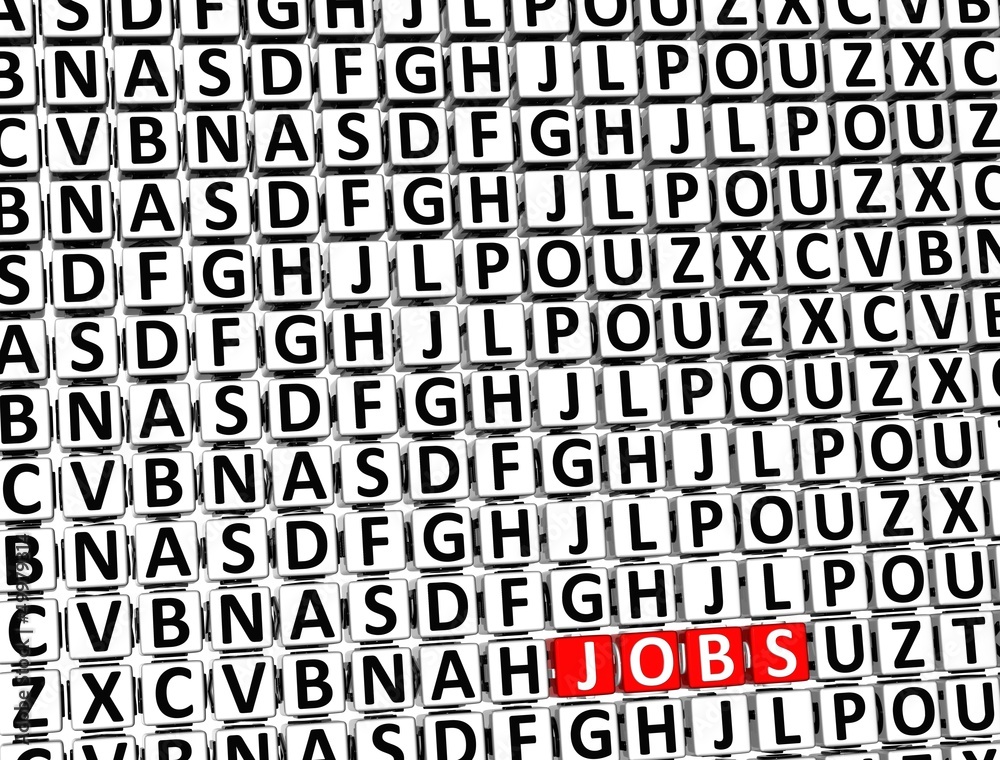 3D Word Jobs inside different letters blocks 3D Word Jobs inside different letters blocks