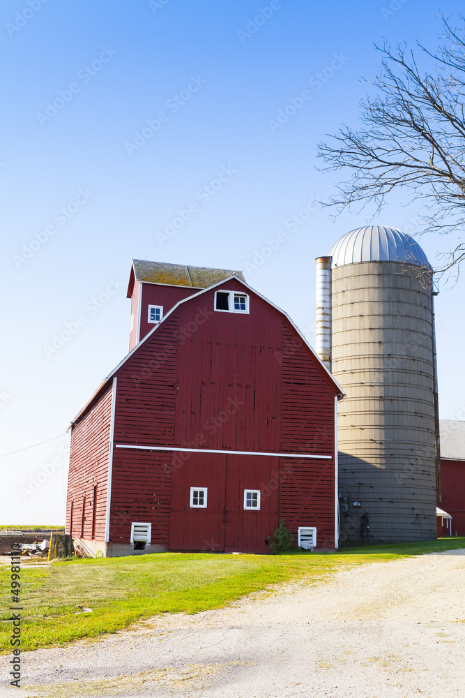 Obraz premium Traditional American Red Farm in Summer