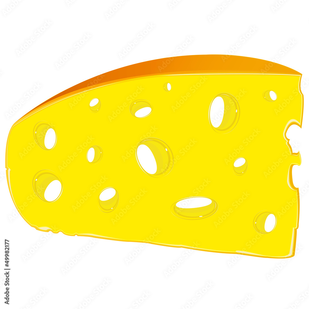 Natural swiss dairy cheese on a white background Natural swiss dairy cheese on a white background