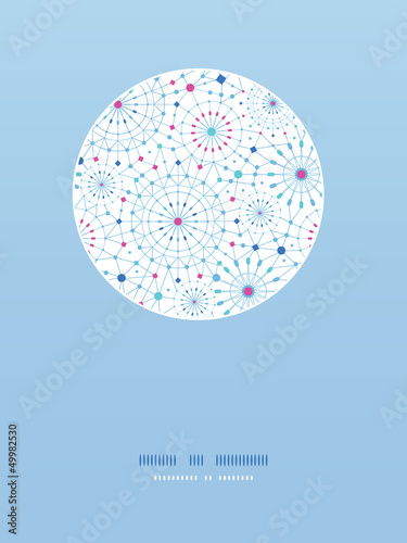 Vector blue abstract line art circles round vignette pattern