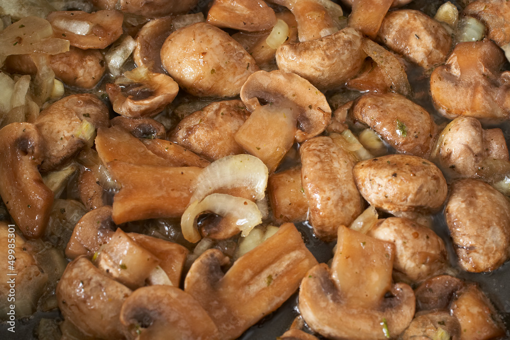 Mushrooms dried with onion Mushrooms dried with onion