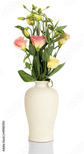 Wallpaper Mural Bouquet of eustoma flowers in vase isolated on white Torontodigital.ca