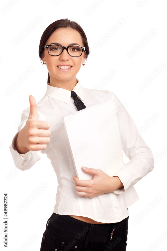 Young woman holding magazine Young woman holding magazine