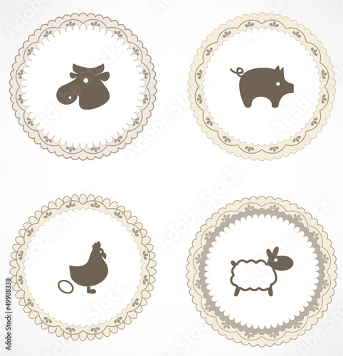 Vintage labels with icons