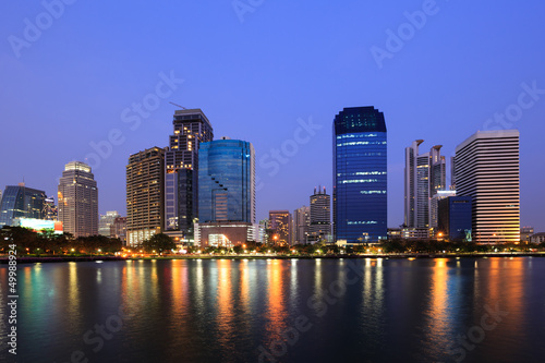 Modern business area at twilight in Bangkok, Thailand © wirojsid