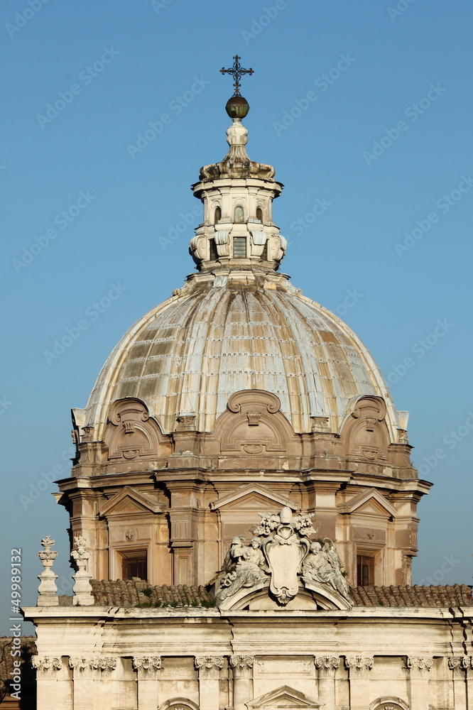 Dome of Saint Lucas and Martina church in Rome, Italy