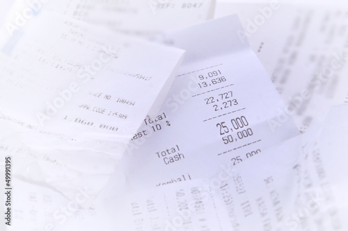 Sales receipts, blue tone