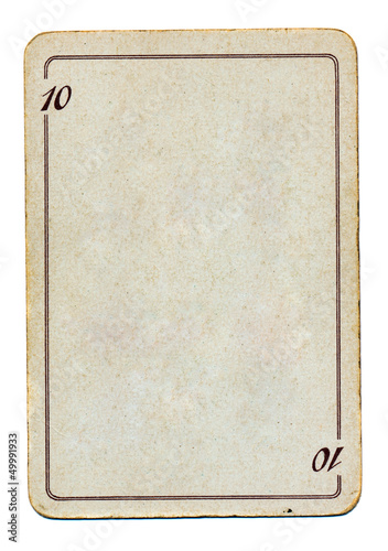 isolated empty old playing card paper with number ten