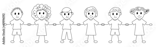 children in a row to paint