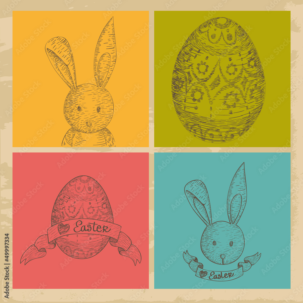 Vintage Happy Easter elements set