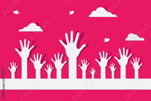 Vector Colorful Raised Hands
