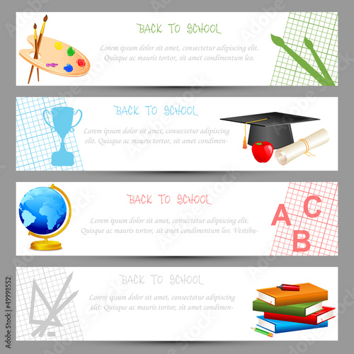 vector illustration of bookmark with school stationery