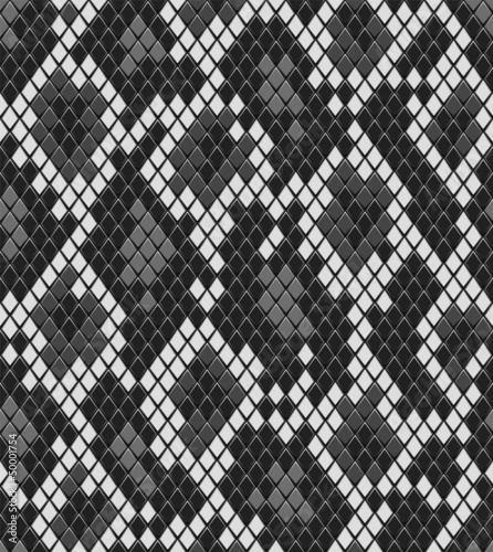 Snake or crocodile skin seamless pattern in grey, vector
