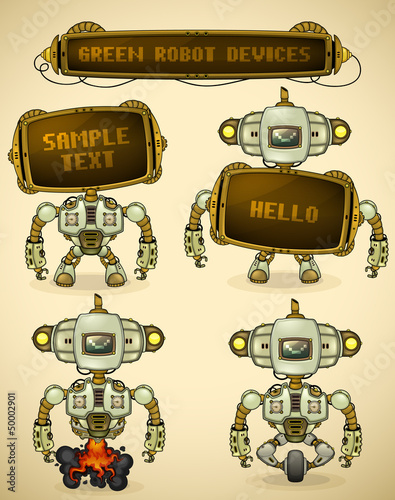 Green vintage robot devices