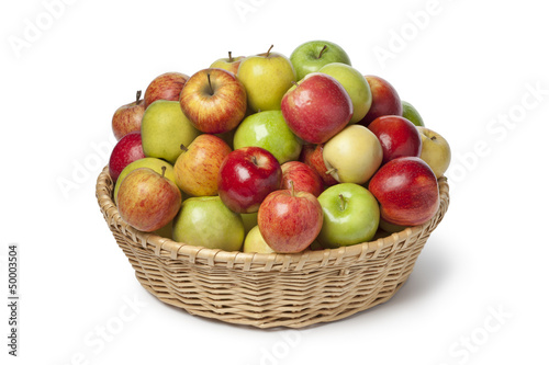 Basket with different types of apples