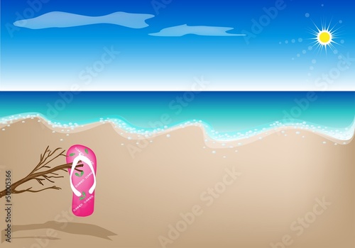 An Illustration of A Sandal on The Beach