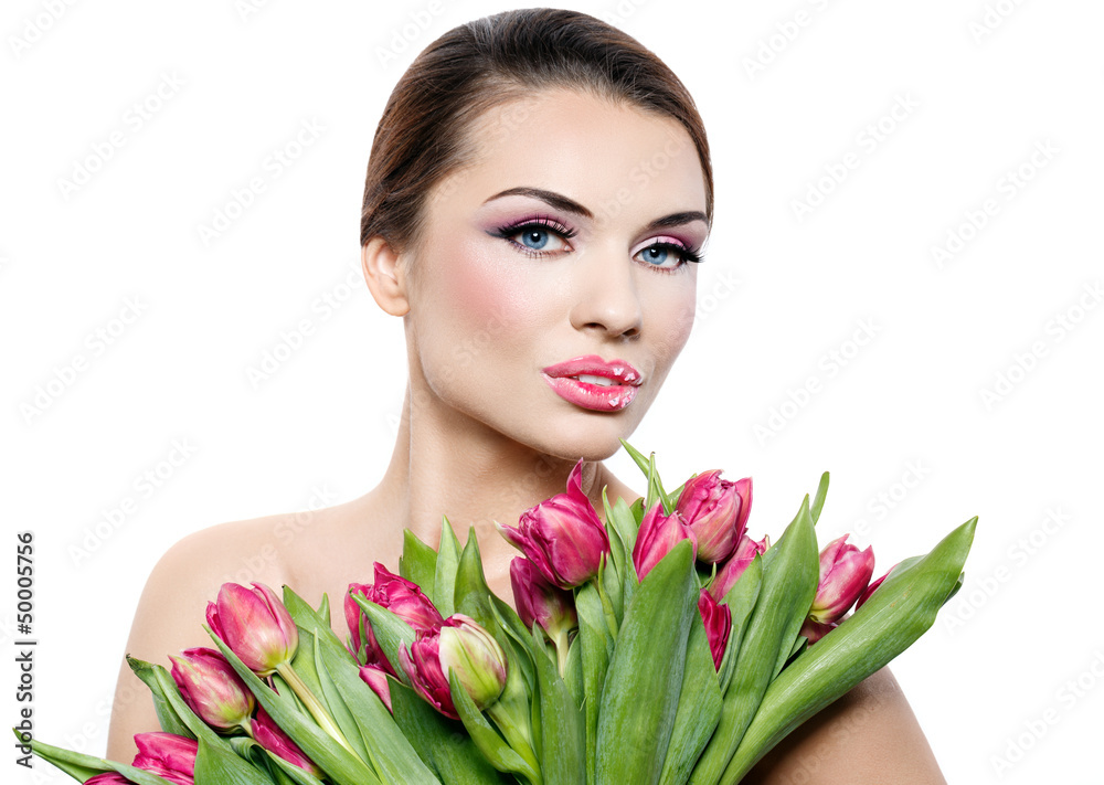 Beautiful woman with flowers Beautiful woman with flowers