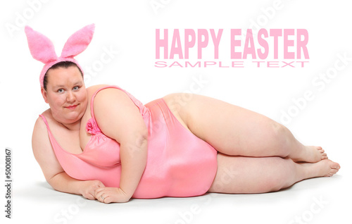 Photography Funny woman with rabbit ears.