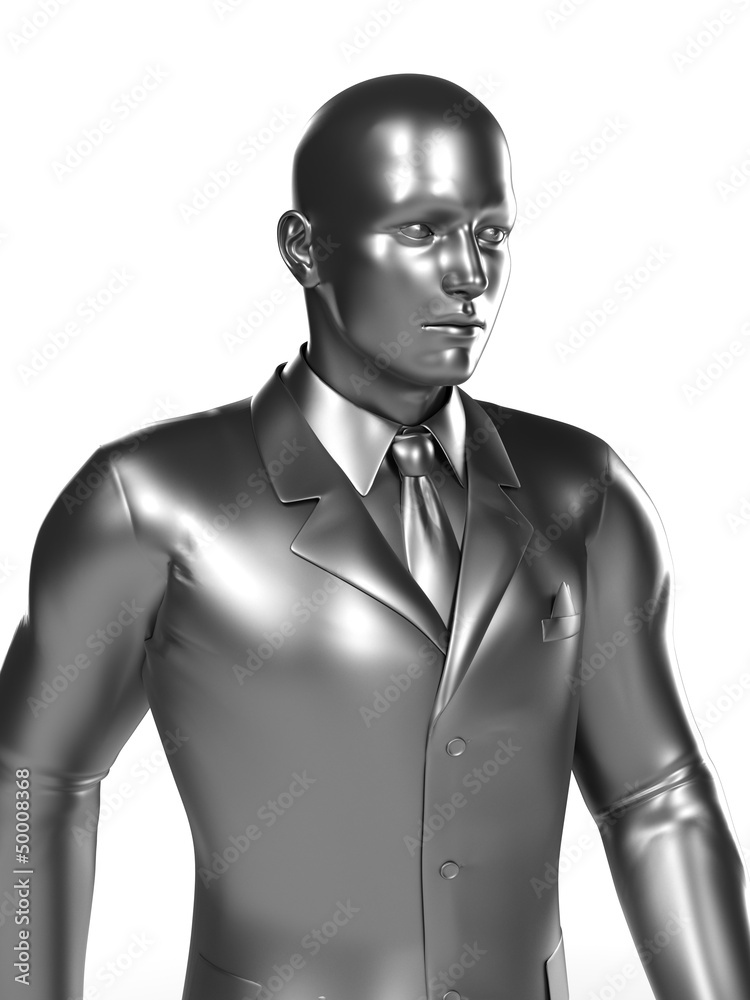 3d rendered illustration of a metallic businessman 3d rendered illustration of a metallic businessman