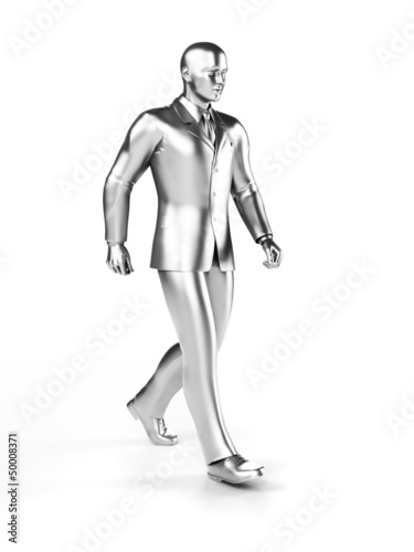 3d rendered illustration of a metallic businessman