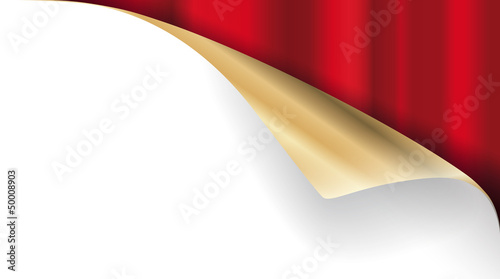 Goldene Papier Ecke Roter Vorhang