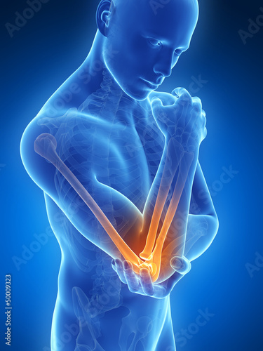 3d rendered illustration of pain in the elbow photo