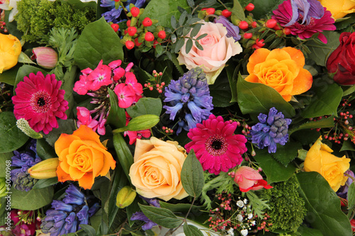 Flower arrangement in bright colors photo