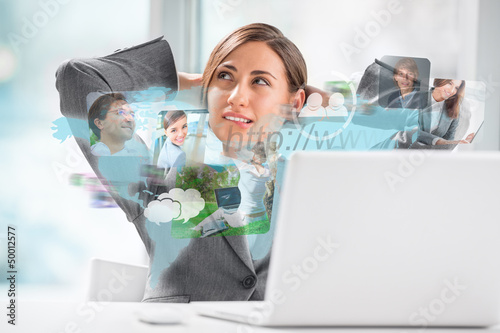 Business woman surfing on web with modern laptop