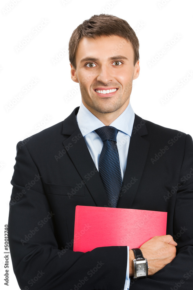 Business man with folder, on white Business man with folder, on white