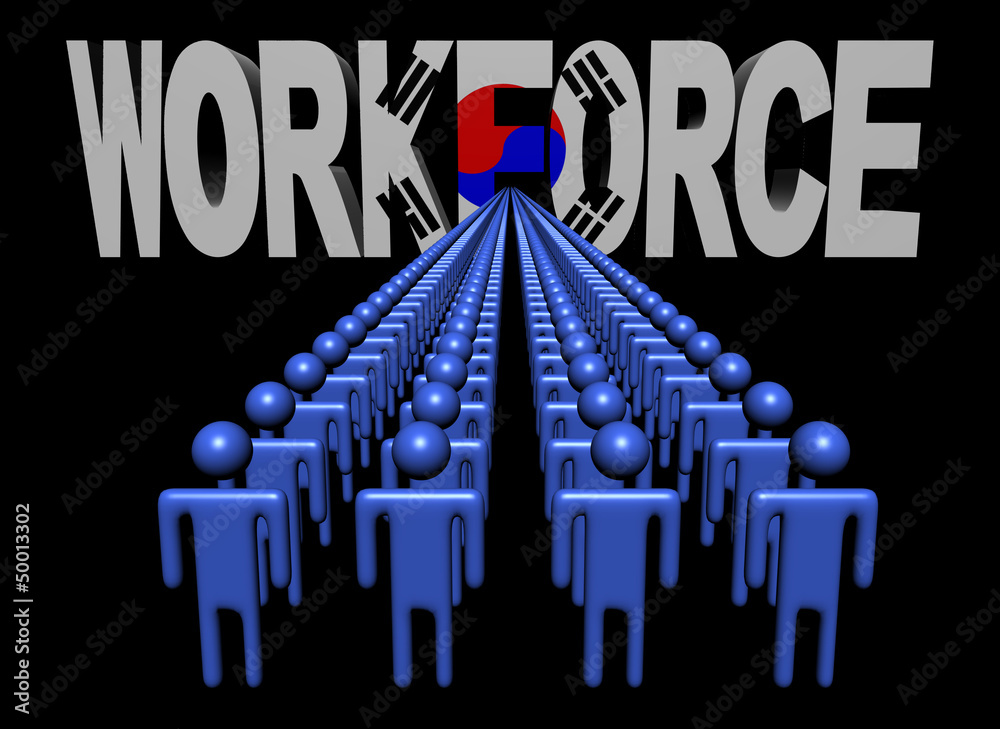 Fototapeta premium people with workforce South Korean flag text illustration