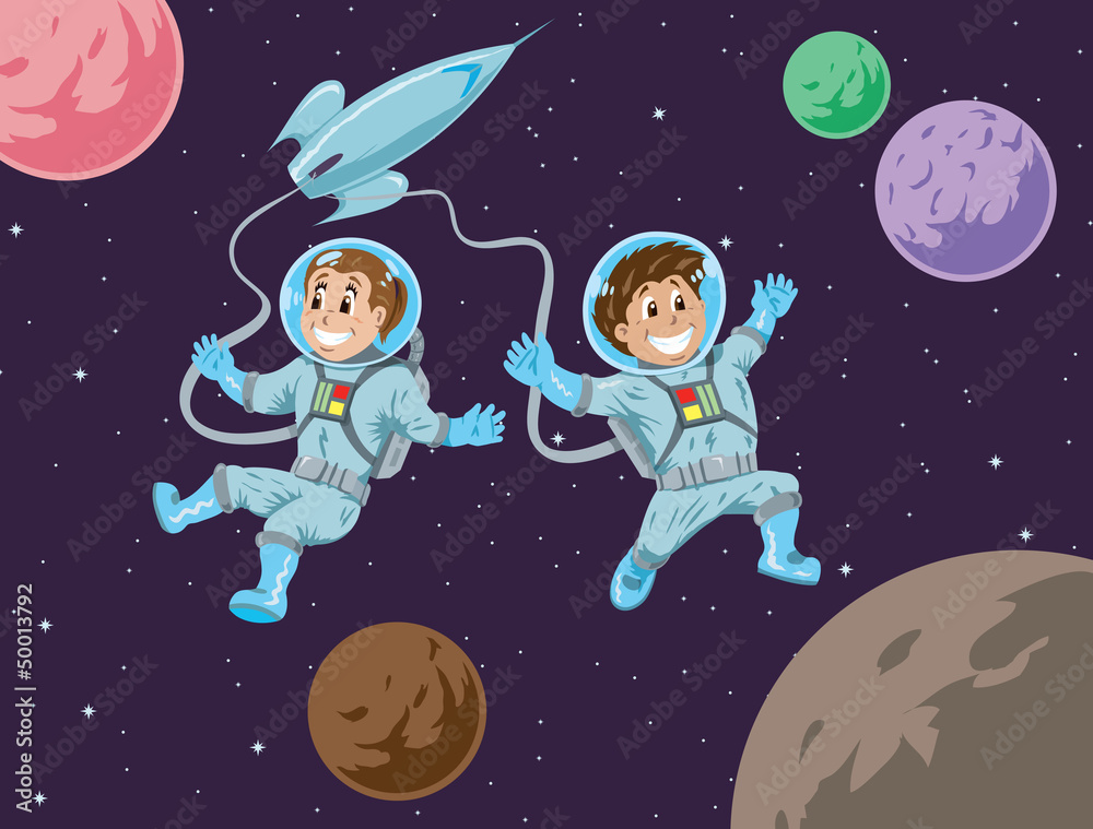 Fototapeta premium Kids in space