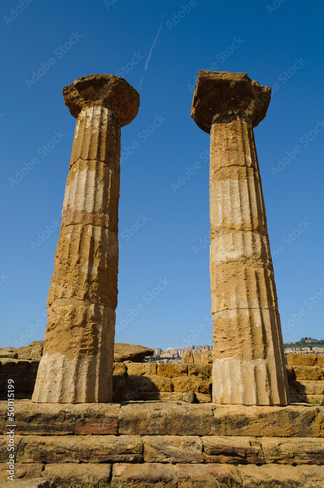Two Doric Columns up on to the blue sky