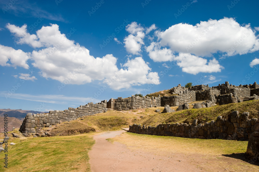 Sacsayhuaman with beautiful clouds road to Cusco