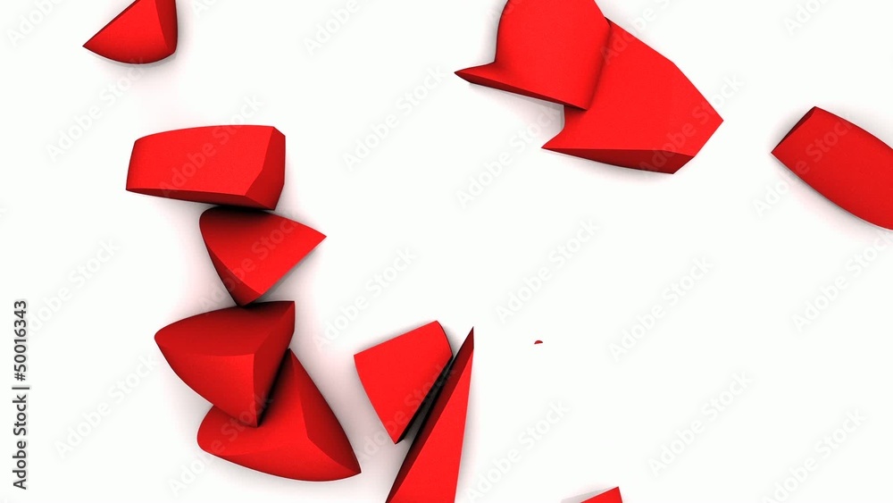 Heart broken into pieces animation. Heart broken into pieces animation.