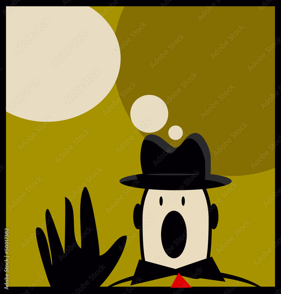 Retro man in hat cry Business man poster with text space simple