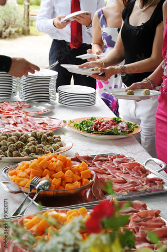 Food display at a banquet or buffet