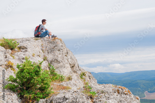 Female on a mountain