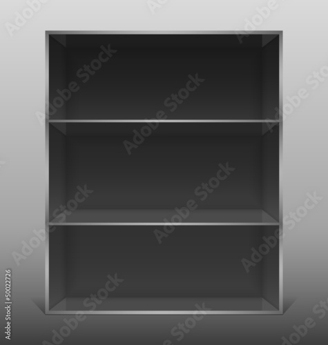 Dark empty isolated bookshelf.