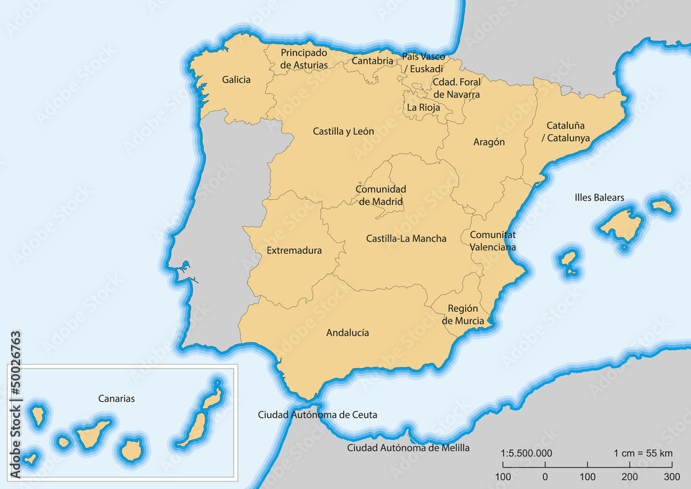 Fototapeta premium Spain map Autonomous communities
