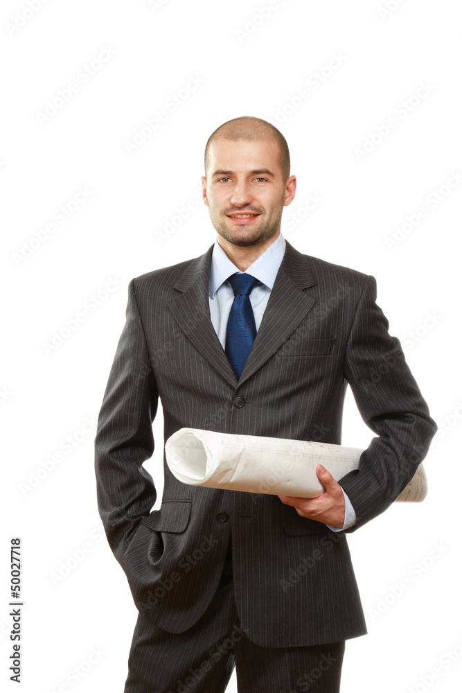 Businessman with blueprints Businessman with blueprints