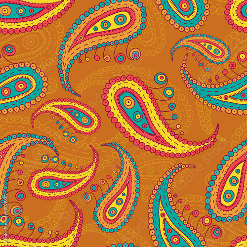 Paysley elements seamless pattern